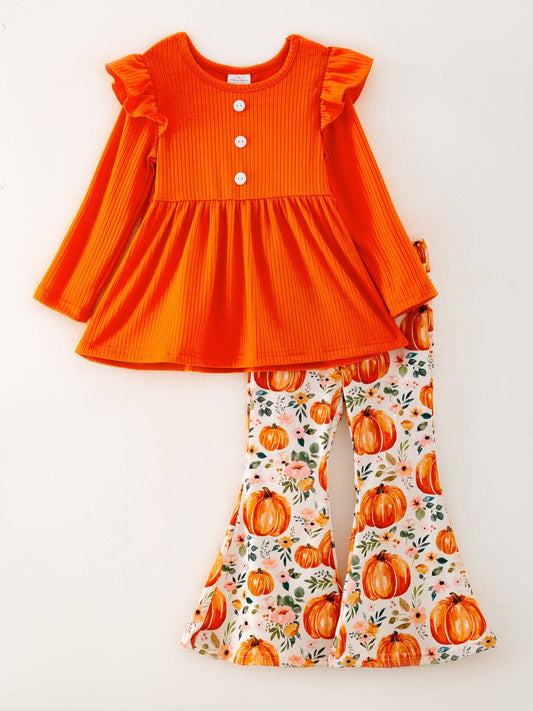 Girls Pumpkin Print Set