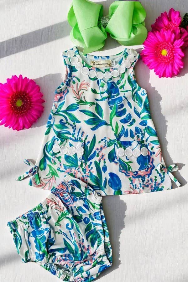 Floral Print Top & Bloomer Set