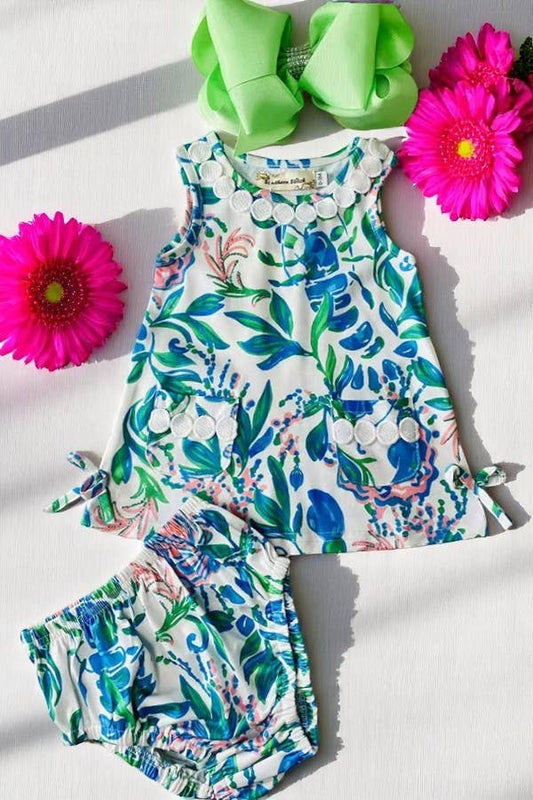 Floral Print Top & Bloomer Set