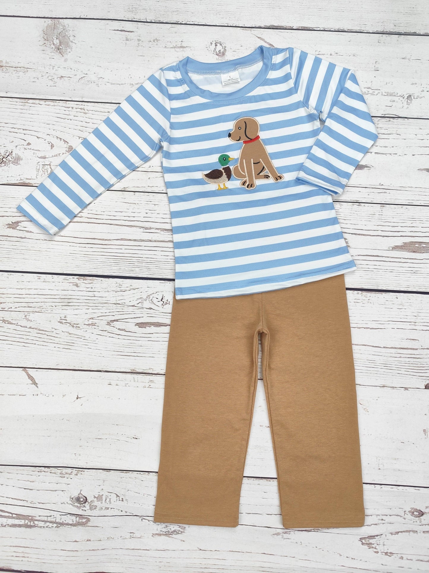 Boys Duck Dog Appliqué Hunting Pants Set
