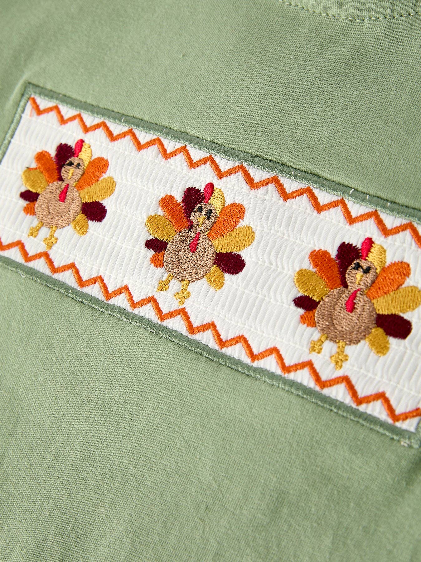 Fall Thanksgiving Smocked Embroidered Green Plaid Boys Set