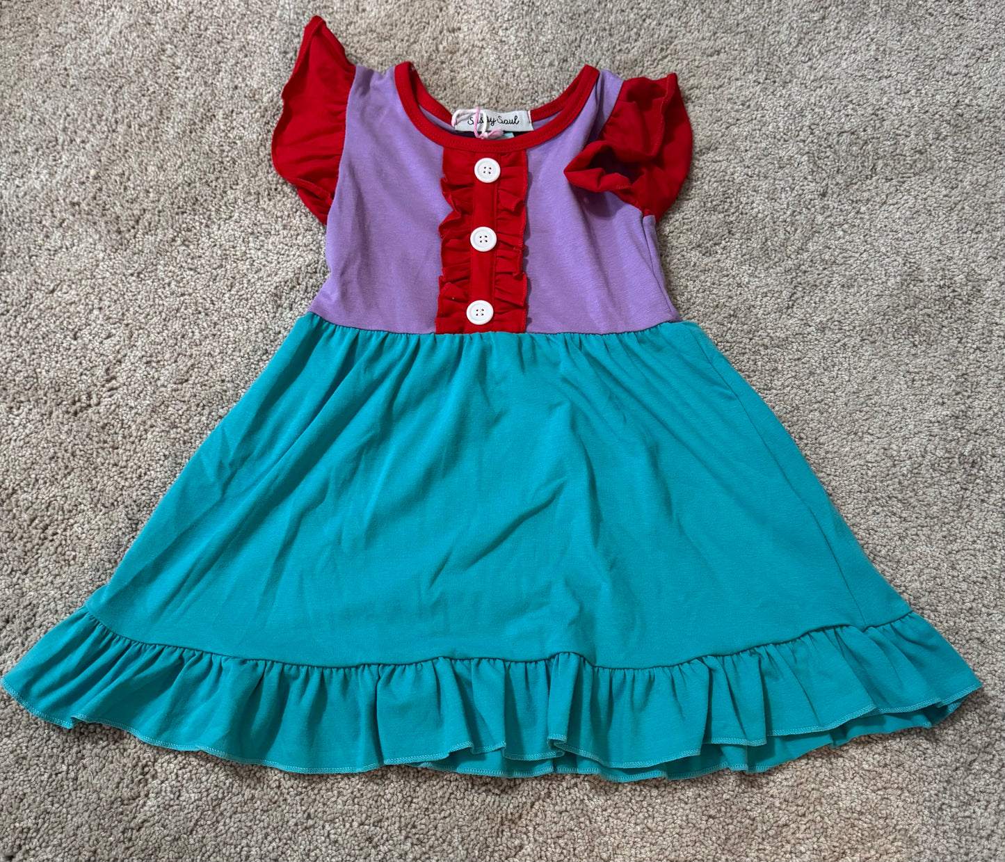 Purple and Teal Ruffle Dress