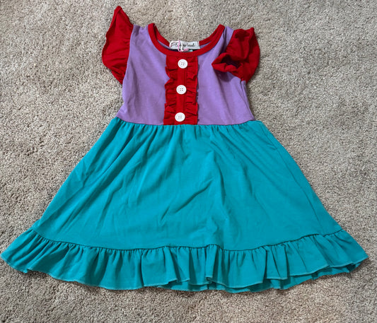 Purple and Teal Ruffle Dress