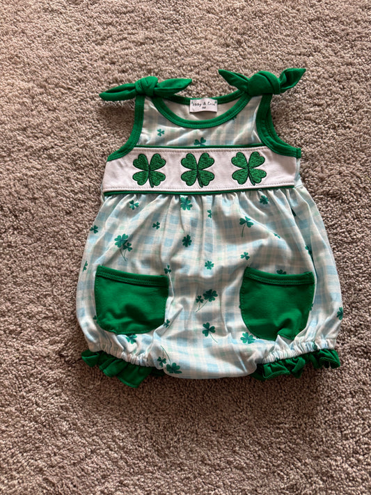 Green Lucky Clover Embroidery Girl Bubble