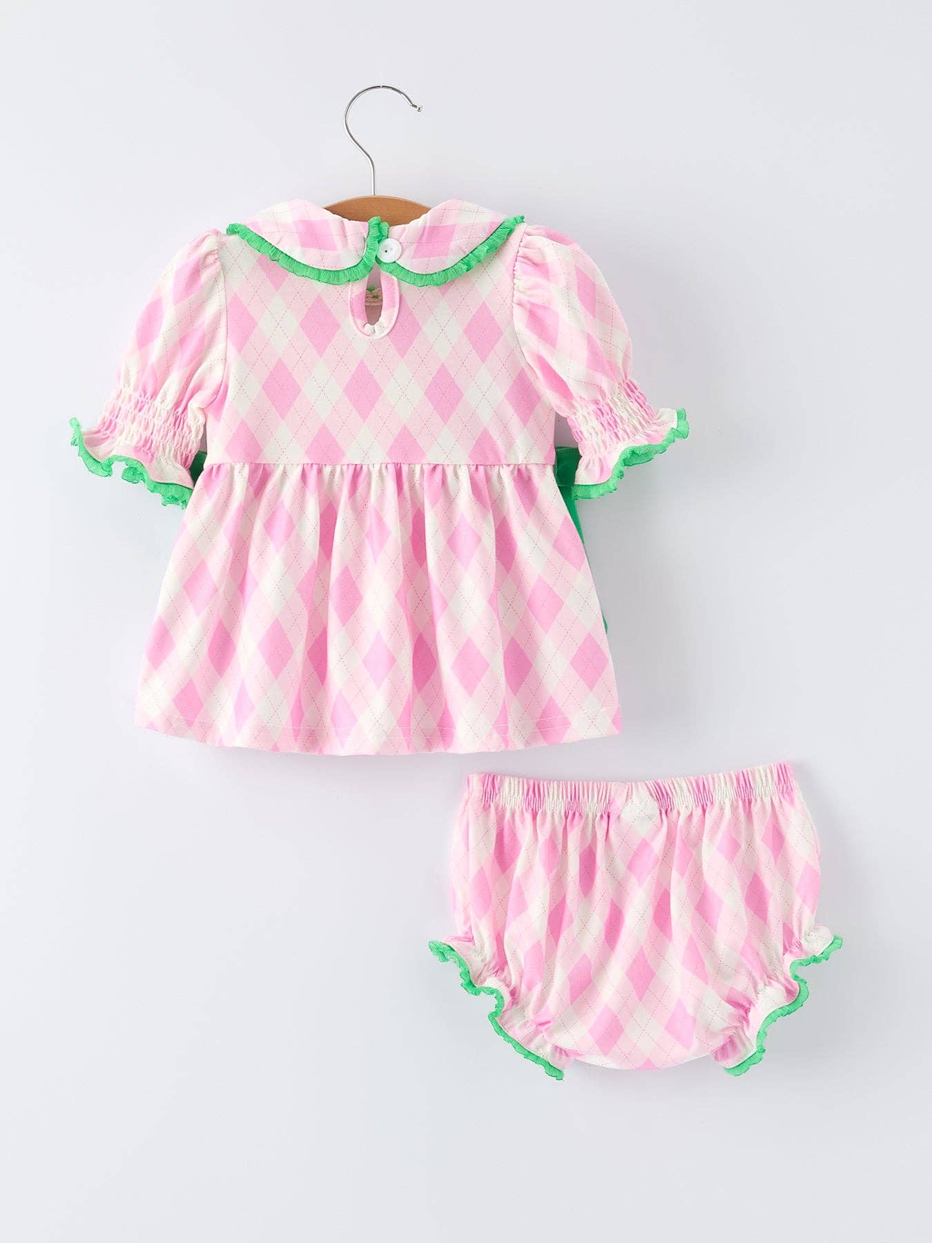 Golf Embroidered Baby Girls Smocked Bow Bloomer Set