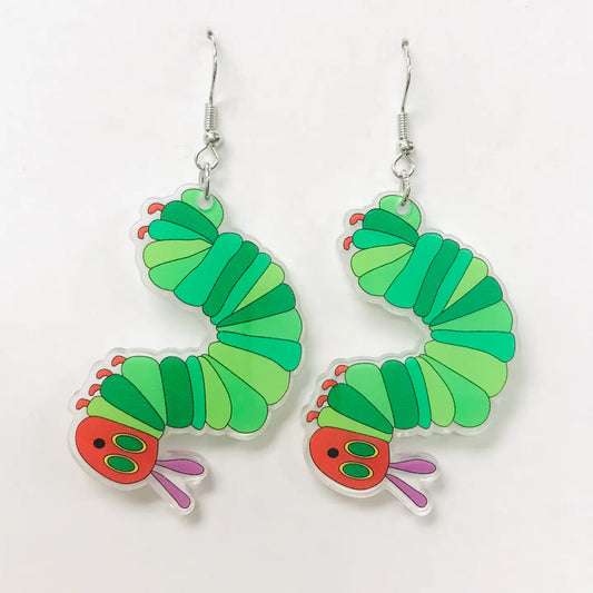 Acrylic Dancing Caterpillar Earrings