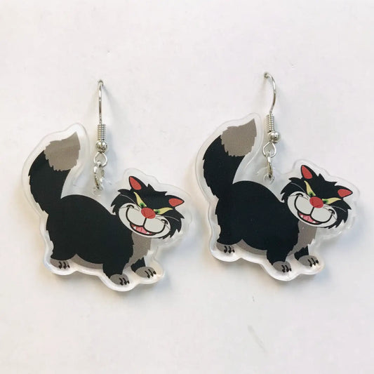 Acrylic Lucifer Cat Earrings