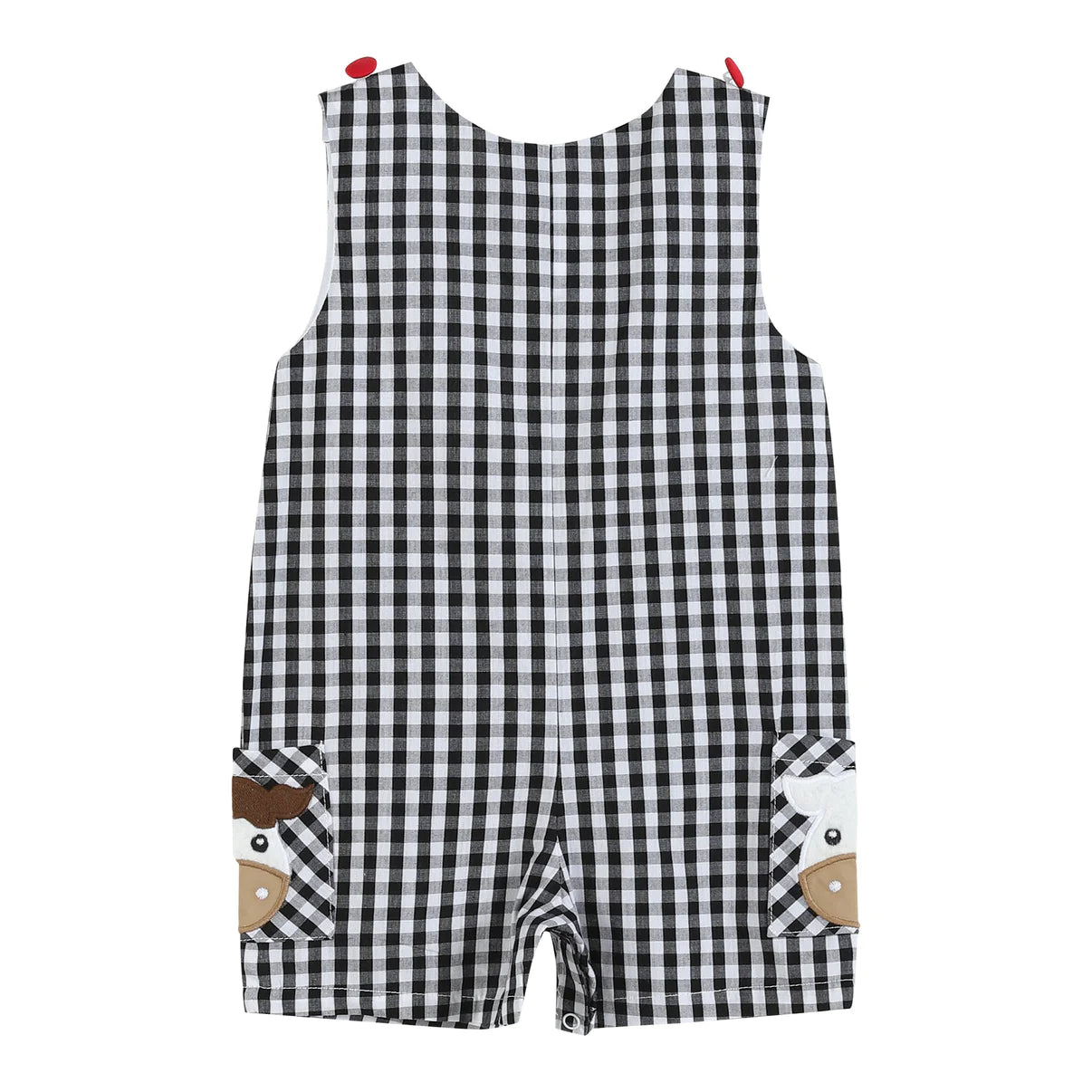 Black Gingham Barn Scene Baby Overalls