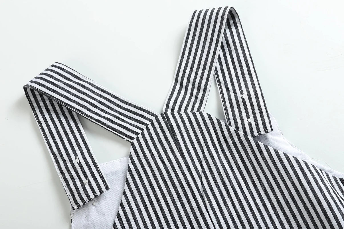 Black Stripe Pumpkin "Boo" Overalls