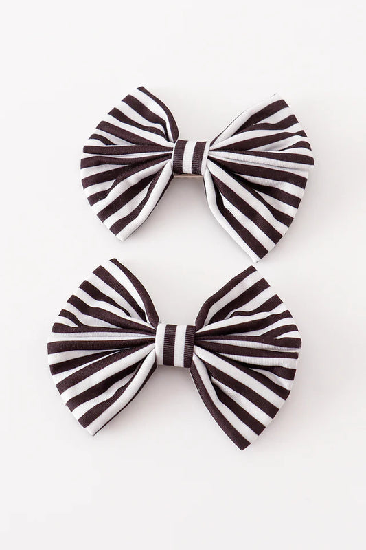 Black and White Striped Hairbow