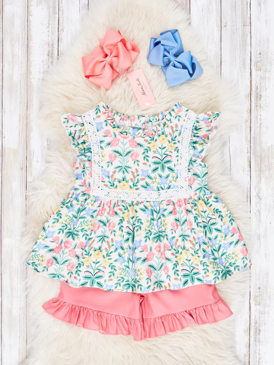 Blooming Floral Ruffle Lace Outfit