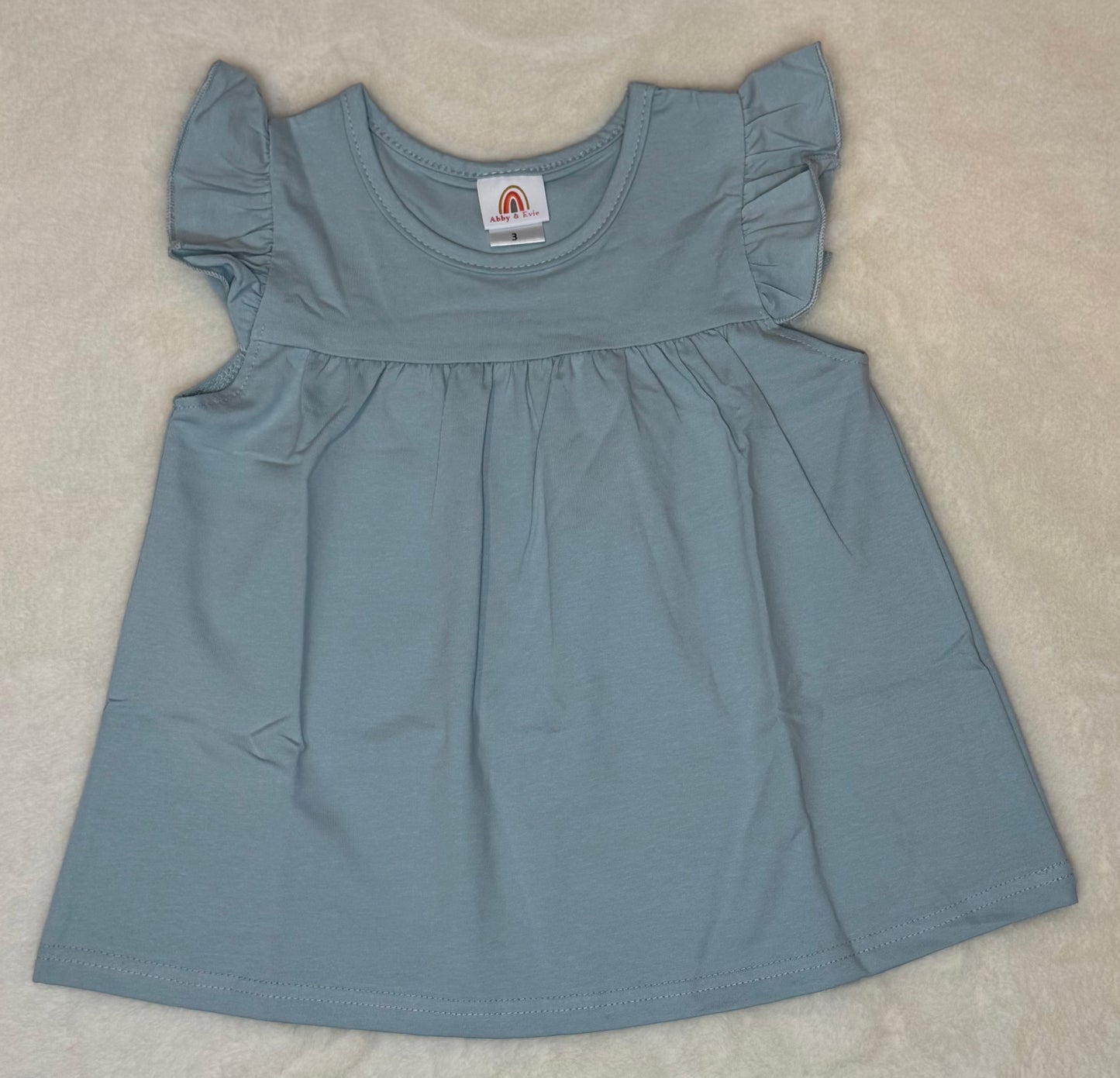 Blue Basic Ruffle Top