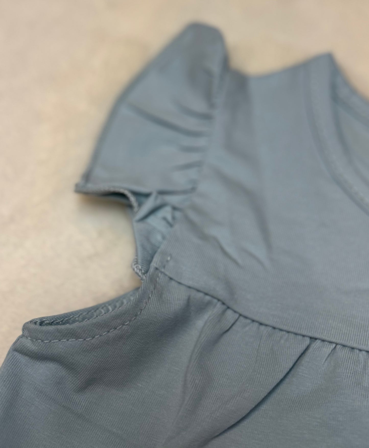 Blue Basic Ruffle Top