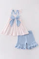 Blue Bow Print Girl Set