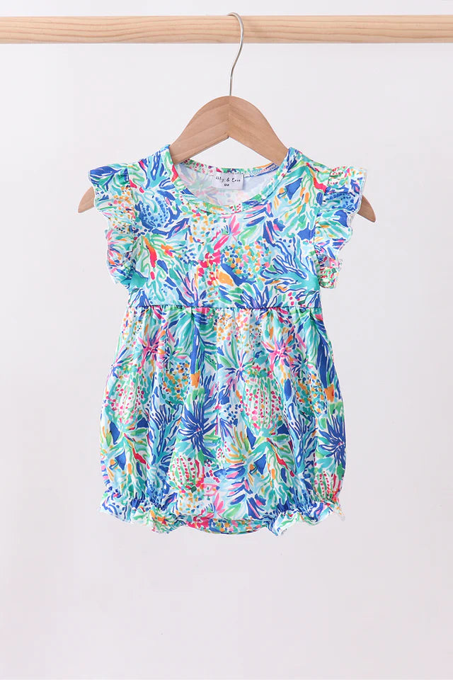 Blue Floral Ruffle Bubble