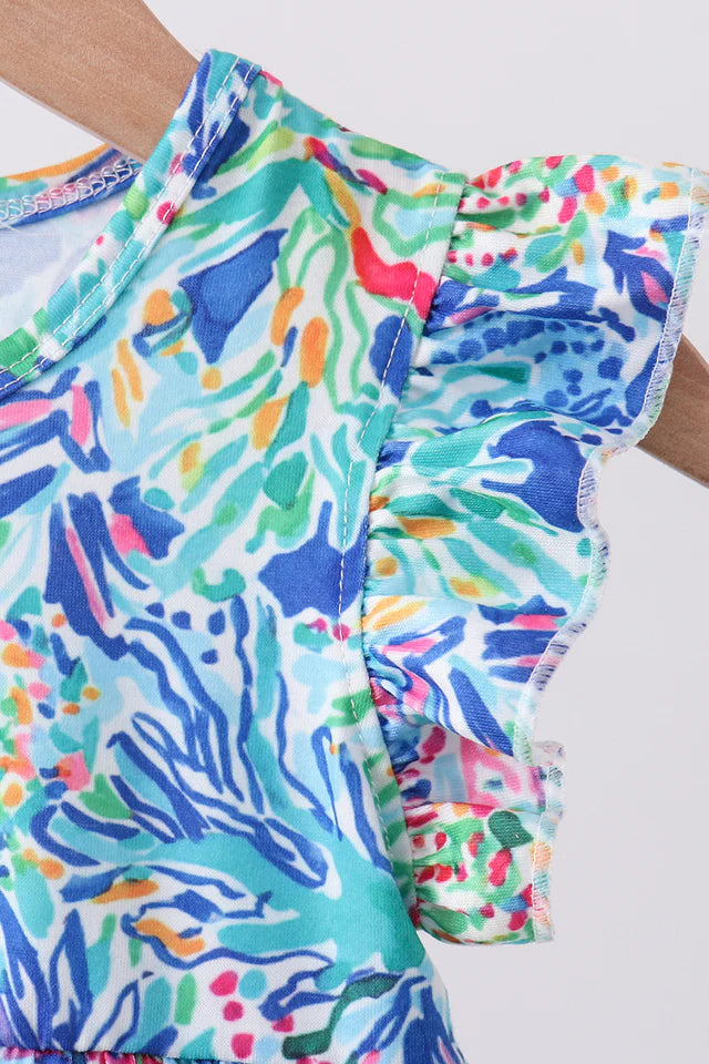 Blue Floral Ruffle Bubble