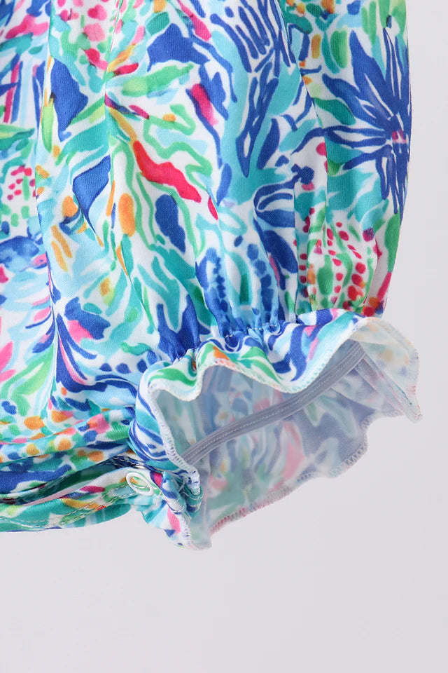 Blue Floral Ruffle Bubble