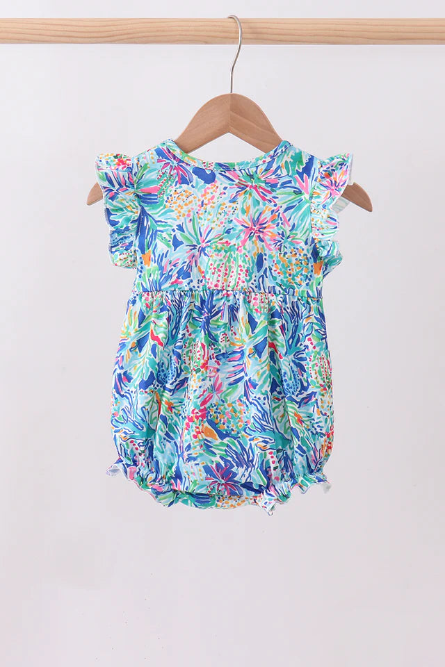 Blue Floral Ruffle Bubble