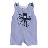 Blue Stripe Octopus Shortalls