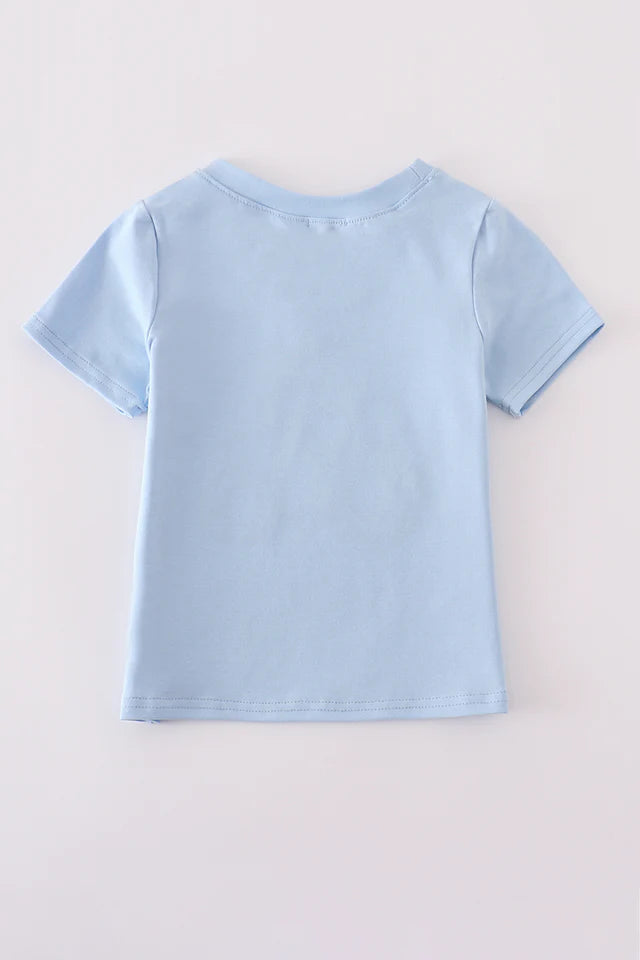 Blue Tractor Applique Top