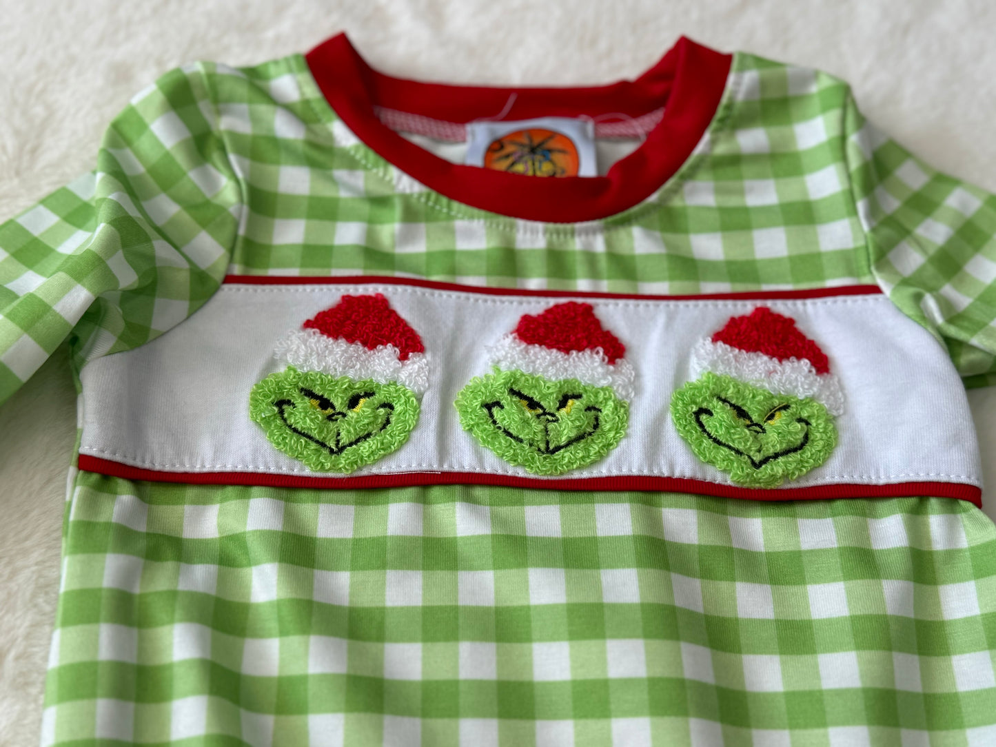 Green Christmas Character Long Sleeve Romper