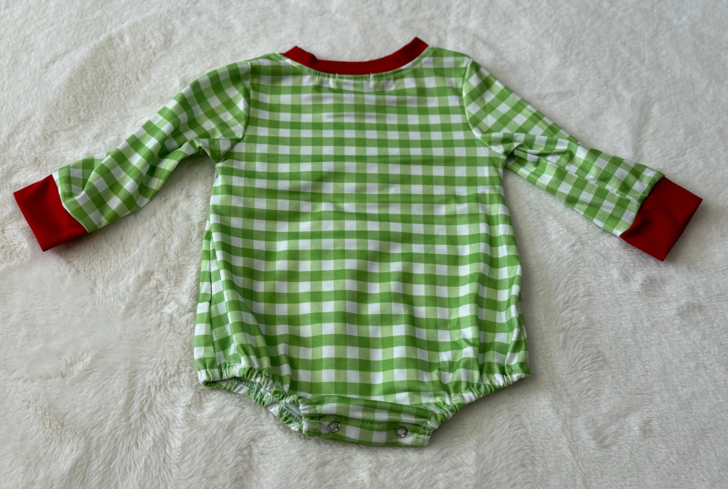 Green Christmas Character Long Sleeve Romper