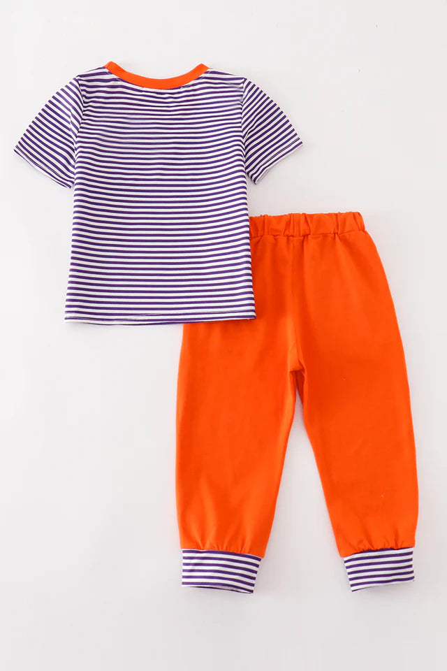 Boys Purple Striped Clemson Tigers Shirt and Pants Set