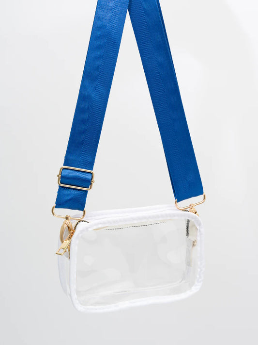 Clear Crossbody Stadium Bag - Blue/White