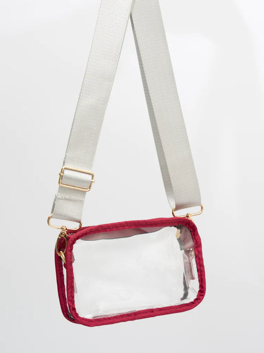 Clear Crossbody Stadium Bag - Crimson/Grey