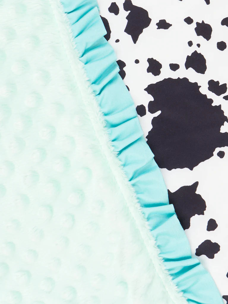 Cow Print Ruffle Blanket