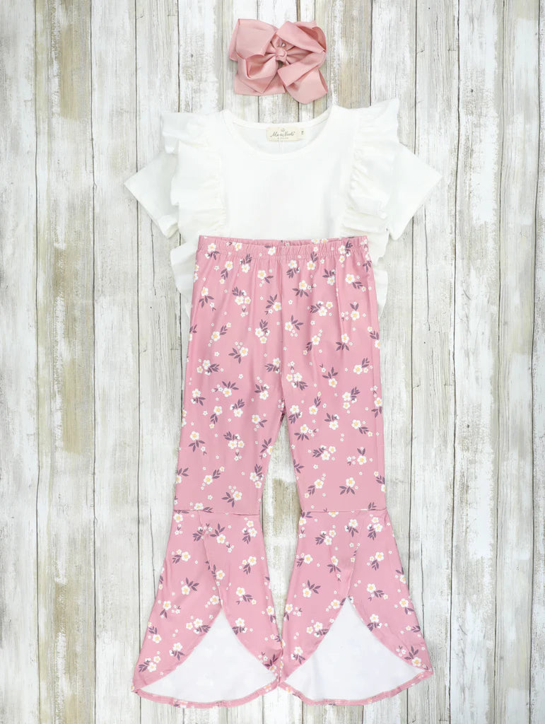 Dark Pink Buttercup Scalloped Bell Bottom Outfit