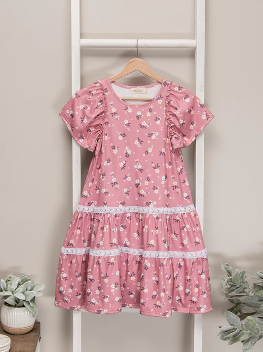 Dark Pink Buttercup Tiered Dress