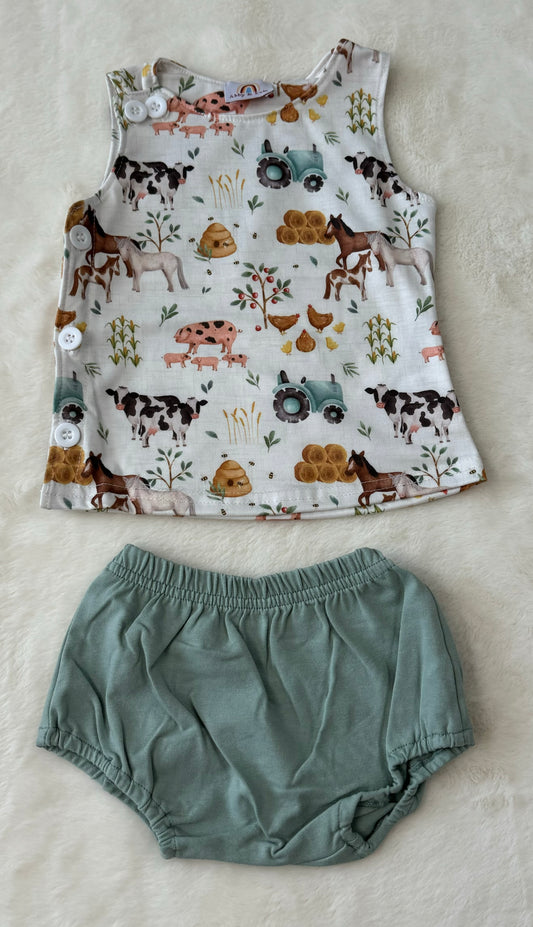 Farm Animal Print Baby Set