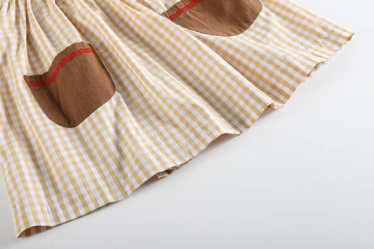 Fawn Brown Gingham Reindeer A-Line Dress