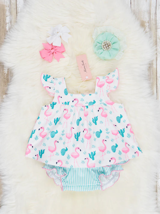 Flamingo Ruffle Top & Bloomers Outfit