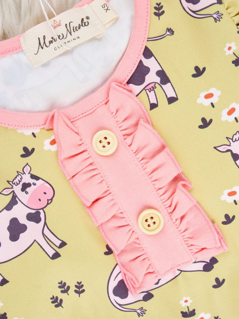 Funky Cow Ruffle Bell Bottom Outfit