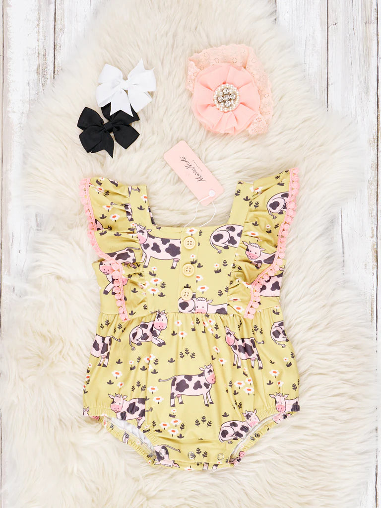 Funky Cow Ruffle Romper