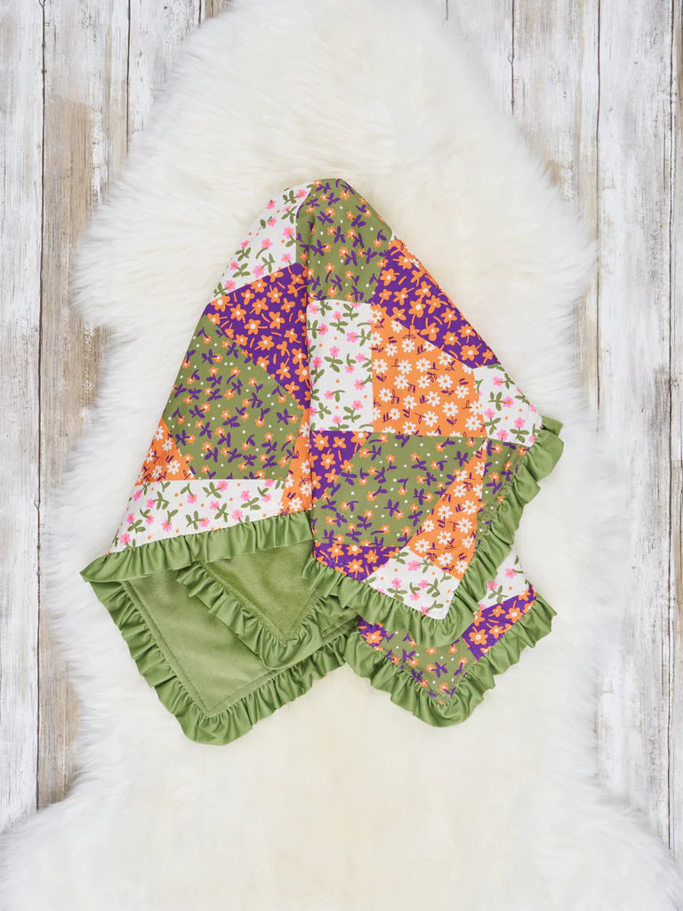 Geometric Floral Ruffle Blanket