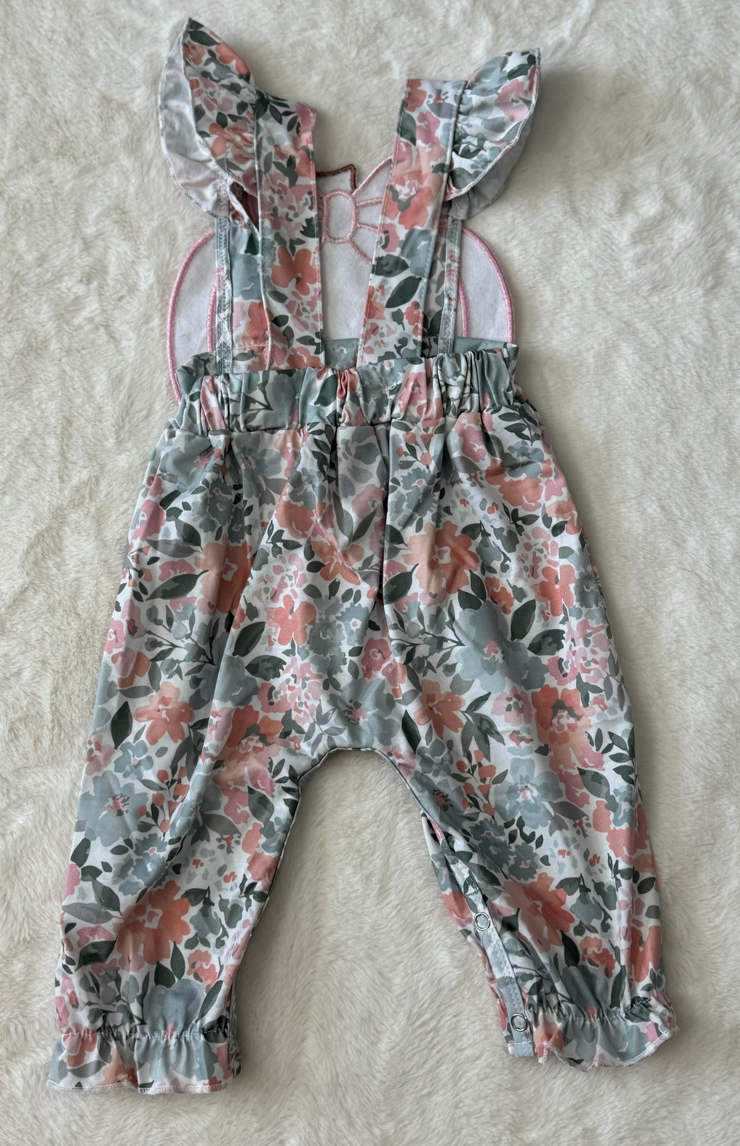 Sage Floral Pumpkin Applique Collection - Girls Ruffle Romper