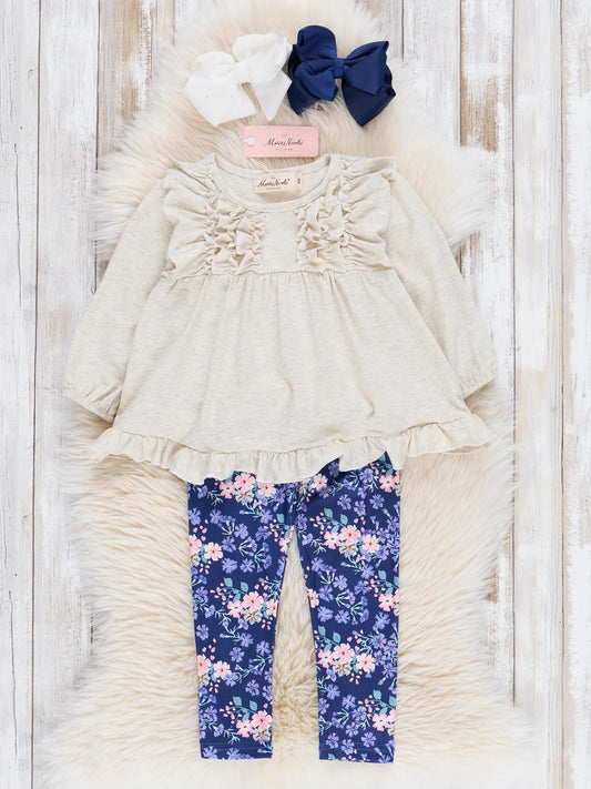 Grey and Blue Garden Ruffle Outfit