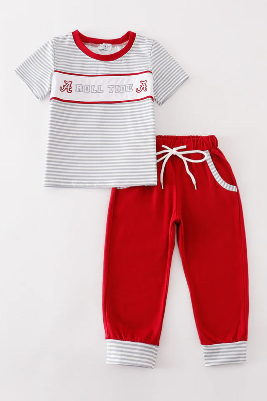 Grey and Maroon Roll Tide Boys Shirt and Pants Set