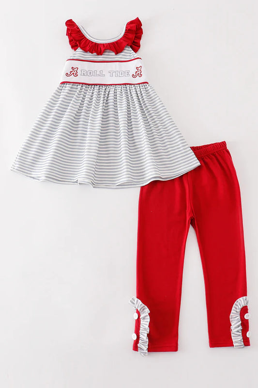 Grey and Maroon Roll Tide Girls Shirt and Pants Set