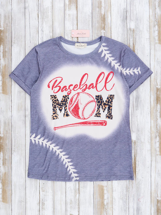 Heather Blue Baseball Mom Shirt