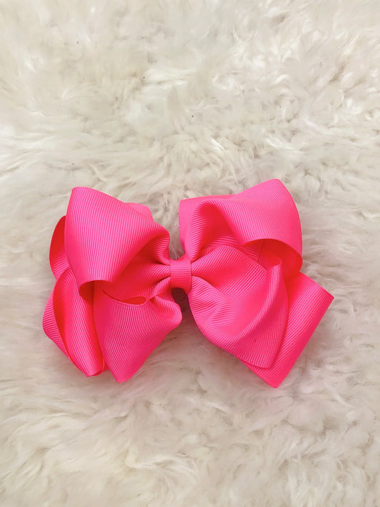 5 Inch Double Layer Bow - #34: Hot Pink