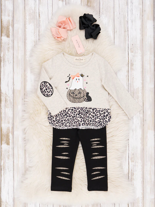 Leopard and Grey Ghost Pumpkin Outfit