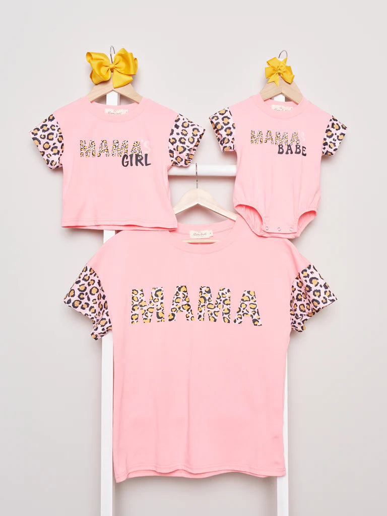 Mom & Me Leopard " Mama's Girl" Shirt & Bubble - (Mom)