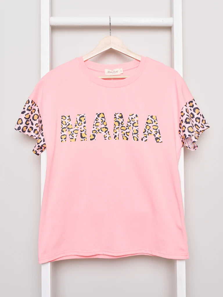 Mom & Me Leopard " Mama's Girl" Shirt & Bubble - (Mom)