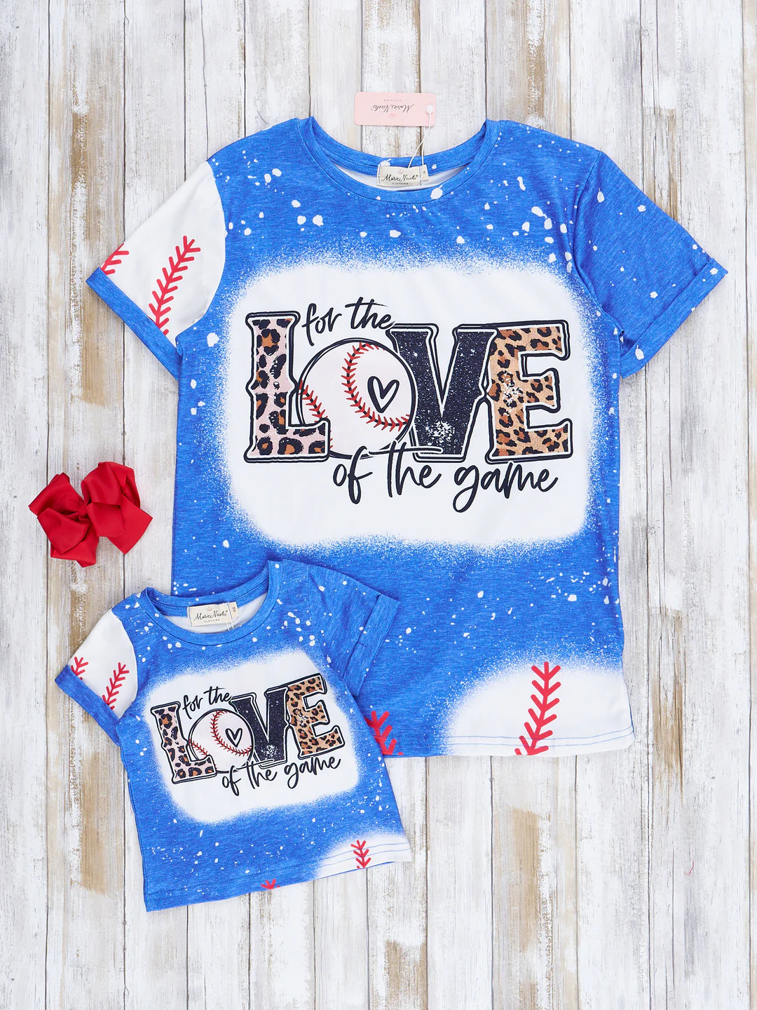 Mom and Me Blue Splatter Baseball Love Shirt - Mom