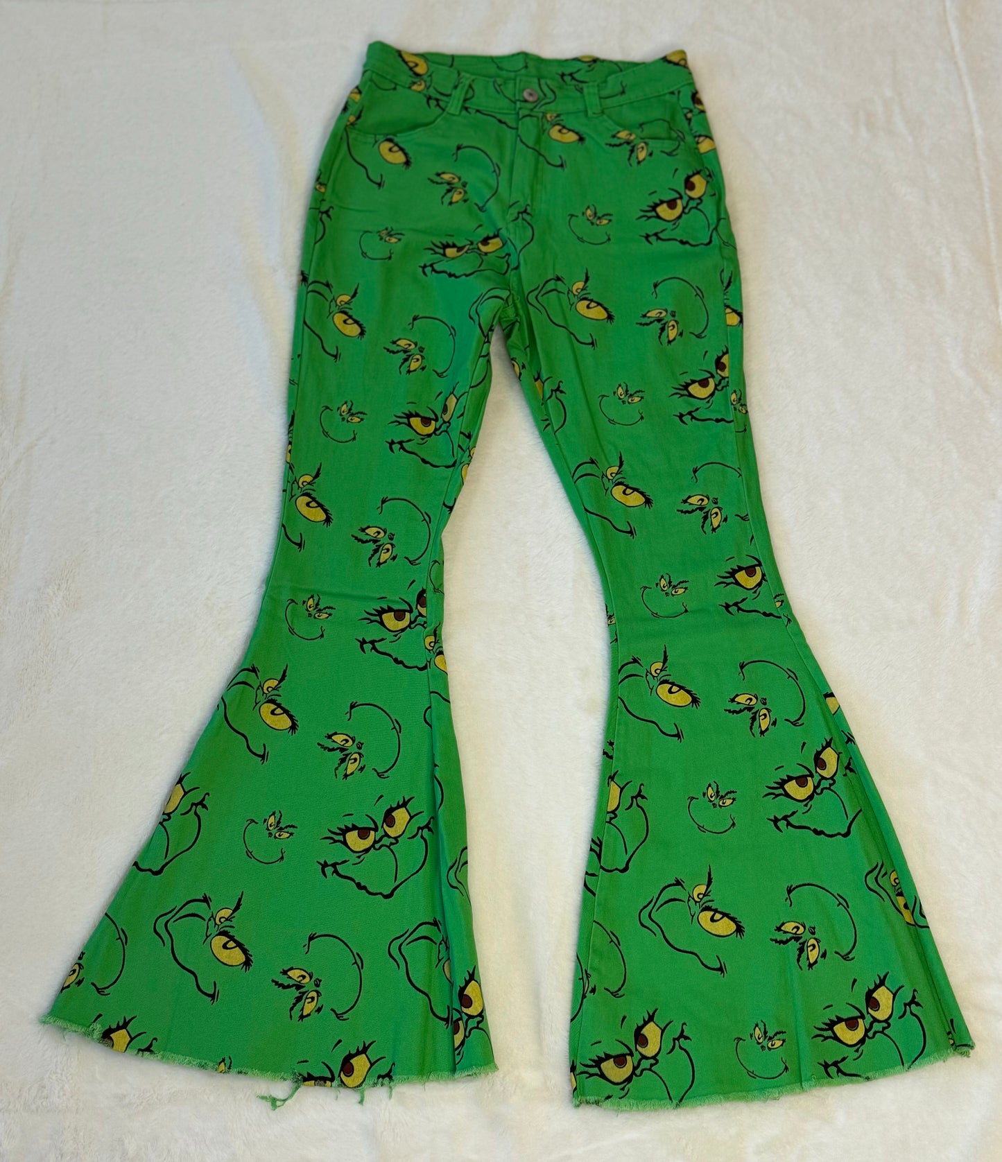 Mom and Me Grinch Print Denim Bell Bottoms - (Mom)