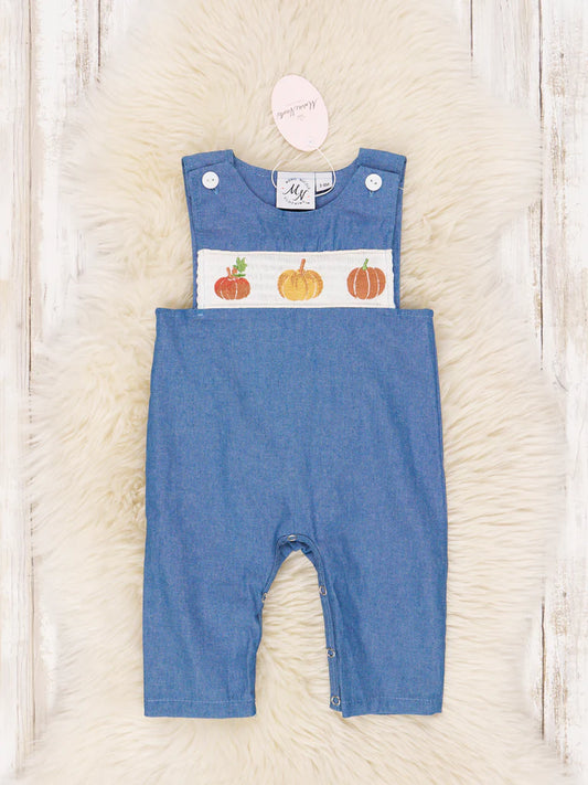 Party Pumpkins Smocked Chambray Johnny